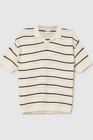 Max Collection Boys Striped Polo Collar Applique T-shirt