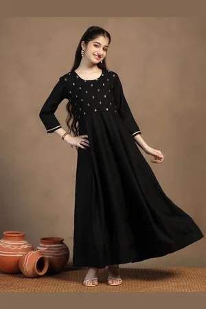 Sangria Girls Embroidered Anarkali Maxi Dress