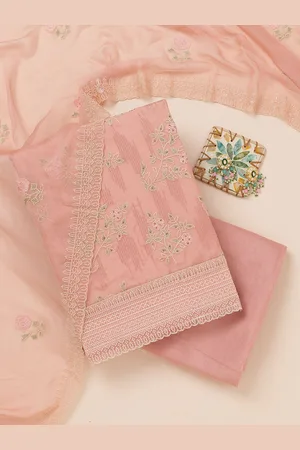 Koskii Floral Embroidered Sequinned Georgette Unstitched Dress Material