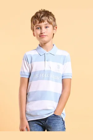 Ralph Lauren Boys Striped Polo Collar Cotton T-shirt