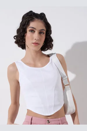 Pantaloons Solid Round Neck Sleeveless Cotton Top