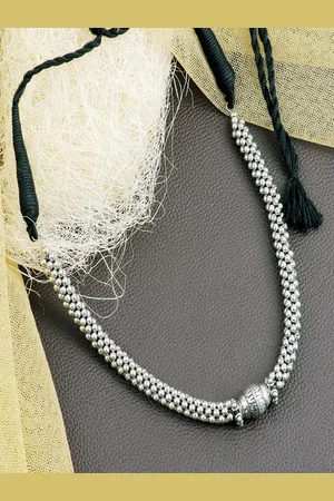 Sangria Silver-Plated Oxidized Kolhapuri Hasli Statement Necklace