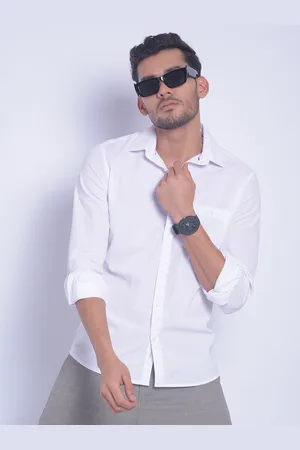 Crimsoune Club Smart Slim Fit Textured Pure Cotton Casual Shirt