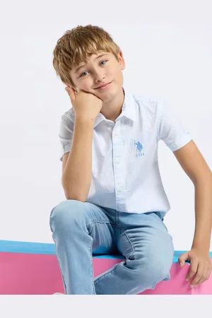 Ralph Lauren Boys Classic Fit Spread Collar Typography Printed Cotton Casual Shirt