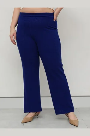 CURVY STREET Women Plus Size Relaxed Straight Fit High-Rise Bootcut Trousers