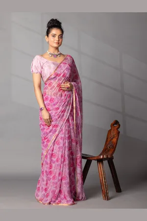 ZARI Floral Pure Chiffon Saree