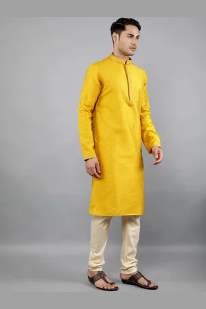 Manish Creations Floral Woven Design Mandarin Collar Jacquard Straight Kurta With Churidar