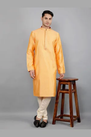 Manish Creations Floral Woven Design Mandarin Collar Jacquard Straight Kurta With Churidar