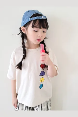 LULU & SKY Girls Graphic Printed Round Neck Cotton Oversized T-shirt