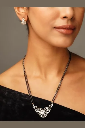 ABDESIGNS Gold Plated American Diamond Studded & Beaded Mangalsutra Set