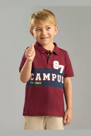Max Collection Boys Typography Printed Polo Collar Cotton T-shirt