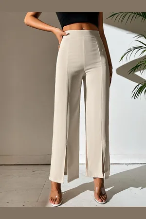 BAESD Women Relaxed Straight Leg High-Rise Wrinkle Free Parallel Trousers