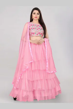DIVASTRI Floral Embroidered Thread Work Semi-Stitched Lehenga Choli