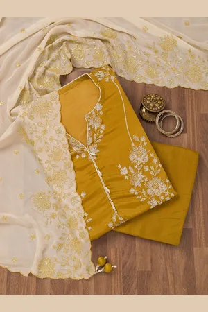 Koskii Ethnic Motifs Embroidered Sequinned Unstitched Dress Material