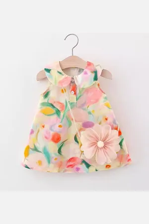 LULU & SKY Girls Floral Print Fit & Flare Midi Dress
