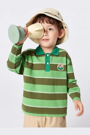 LULU & SKY Boys Striped Polo Collar Cotton Oversized T-shirt