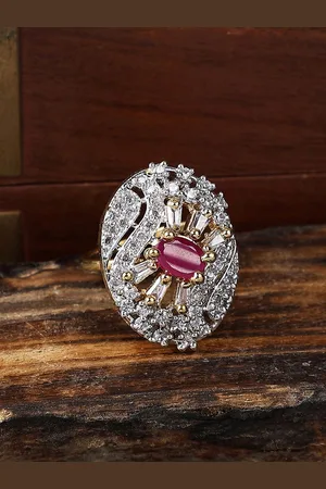 Anouk Gold Plated CZ Stone Studded Finger Ring