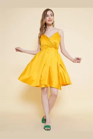 BAESD Women Satin Strappy Fit & Flare Mini Dress