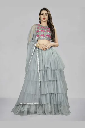 DIVASTRI Floral Embroidered Semi-Stitched Lehenga Choli