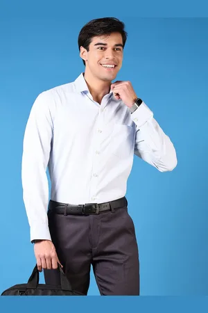 V-Mart Men Spread Collar Solid Cotton Formal Shirt