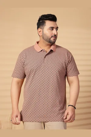 Pluss Men Geometric Printed Polo Collar Cotton T-shirt