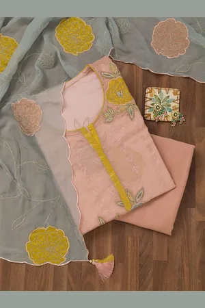 Koskii Floral Embellished Beads and Stones Unstitched Dress Material