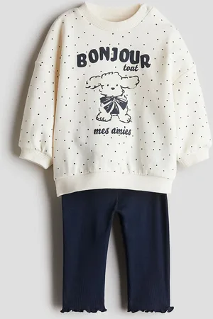 H&M Girls 2-Piece Pure Cotton Print-Motif Set