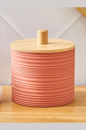 Home Centre Rust & Brown Striped Plastic Bath Accessories Set