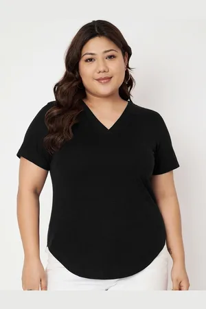 BRINN Women Solid V-Neck Cotton T-shirt