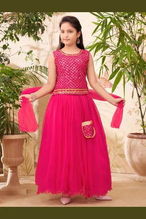 Aarika Girls Embellished Sequinned Net Ready to Wear Lehenga & Blouse With Dupatta