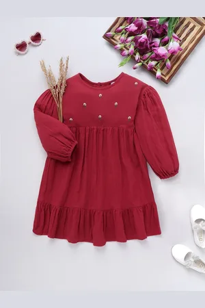 naughty ninos Girls Embroidered Cotton Fit & Flare Dress
