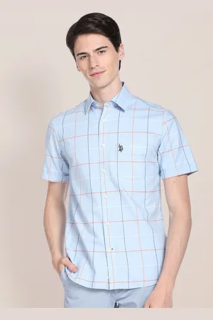 U.S. Polo Assn. Men Plus Size Windowpane Checked Pure Cotton Casual Shirt