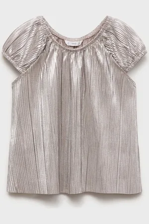 MANGO Girls Shimmer Accordion Pleats Top