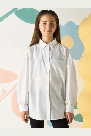 Max Collection Girls Relaxed Fit Spread Collar Solid Cotton Casual Shirt