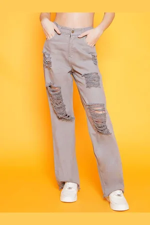 BAESD Women Straight Fit Mildly Distressed Mid-Rise Jeans