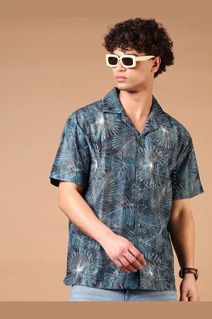 V-Mart Men Relaxed Fit Cuban Collar Floral Printed Cotton Casual Shirt
