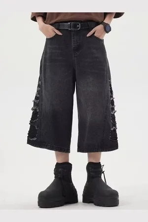 HERE&NOW Men Washed Loose Fit Modal Denim Shorts