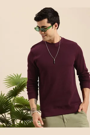 Mast & Harbour Men Textured Long sleeve Relaxed Fit Tshirt