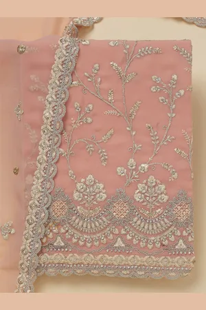 Koskii Ethnic Motifs Embroidered Sequinned Unstitched Dress Material