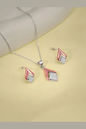 GIVA 925 Sterling Silver Dual Tone Cubic Zirconia Studded Majestic Rhombus Set