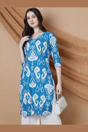 Lifestyle Ethnic Motifs Printed V-Neck Sequinned Straight Kurta