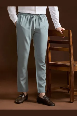 The Bear House Men Solid Slim Fit Formal Trouser with Elastic Waistband