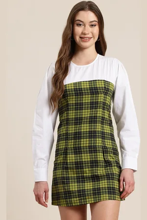 HERE&NOW Checked Ruched Sheath Mini Dress