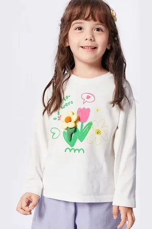 LULU & SKY Girls Graphic Printed Round Neck Cotton Oversized T-shirt