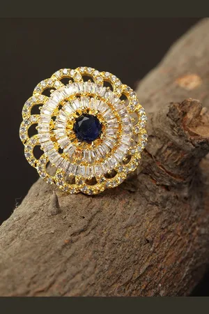 Anouk Gold Plated American Diamond Stone Studded Finger Ring