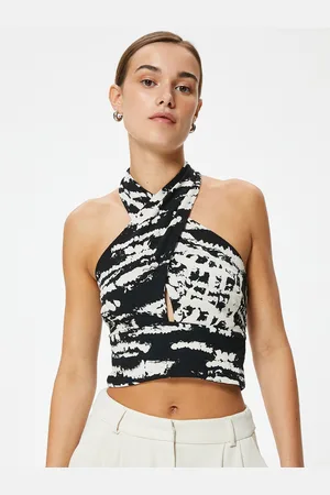 Koton Women Abstract Printed Halter Neck Viscose Rayon Top
