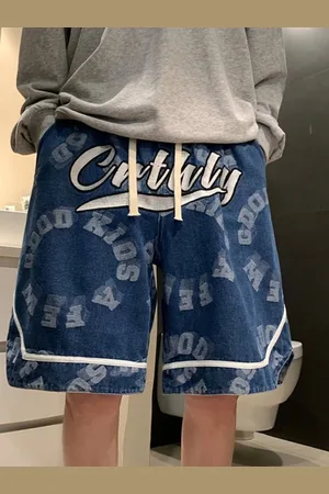 HERE&NOW Men Printed Loose Fit Denim Shorts