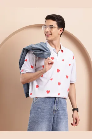 Mast & Harbour Valentine Collection Printed Polo Collar Drop-Shoulder Sleeves T-shirt