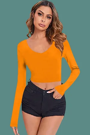 Dream Beauty Fashion Women V-Neck Fitted Crop Top