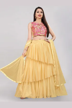 DIVASTRI Floral Embroidered Semi-Stitched Lehenga Choli